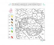 magique et mathematique la voiture dessin à colorier