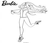 Coloriage barbie video game hero fait du patins a roues alignees dessin