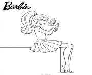 Coloriage Barbie au telephone dessin