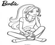 barbie avec son chiot dessin à colorier