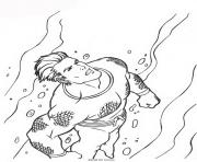 Coloriage aquaman attaque par un mechant dessin