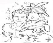 Coloriage aquaman en mode defense dessin