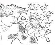Coloriage aquaman attaque par un mechant dessin