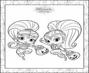 Coloriage shimmer et shine Princess Samira and Nazboo the Dragon dessin