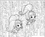 Coloriage Sweet Genie Shine and Pet Tiger dessin