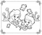 Coloriage Bubble Guppies driving a cool car dessin