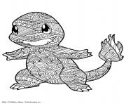 mandala pokemon charmander salameche dessin à colorier