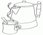 cafetiere et sa tasse a cafe dessin à colorier
