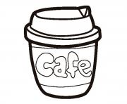 Coloriage dessin tasse a cafe humour avec pancarte dessin
