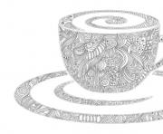 Coloriage tasse de cafe et petite cuillere dessin