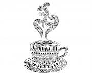 Coloriage mandala cafe the stock illustration coffee and tea doodle background dessin