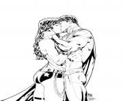 superman wonder woman amoureux 2017 dessin à colorier
