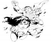 wonder woman with superman pour adulte dc comics dessin à colorier
