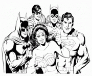 wonder woman et ses amis batman superman robin catwoman dc comics dessin à colorier