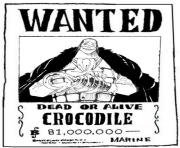 one piece wanted crocodile dead or alive dessin à colorier