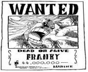 Coloriage one piece wanted franky dead or alive