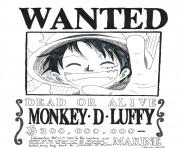 wanted poster of luffy one piece by charitysmith dessin à colorier