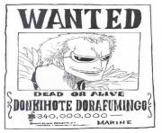 one piece wanted donkihote dorafumingo dead or alive dessin à colorier