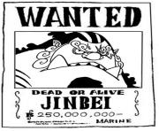 one piece wanted jinbei dead or alive dessin à colorier