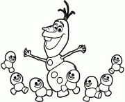 Olaf dance avec les snowgies de la reine des neiges dessin à colorier