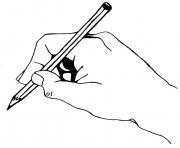 Coloriage main dessinant avec un crayon dessin