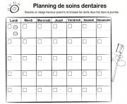 calendrier planning soins dentaires dents dentiste dessin à colorier