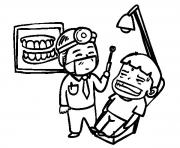 un dentiste et son patient pas tres content dessin à colorier