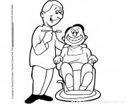 un dentiste et son patient dessin à colorier