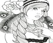 Coloriage adulte leen margot mandala feuillu dessin