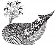 Coloriage adulte animaux baleine ocean zen