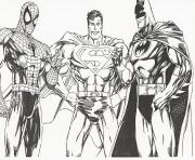 spiderman batman superman rencontre de heros dessin à colorier