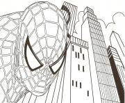 spiderman dans la ville dessin à colorier