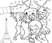 Coloriage fete nationale 14 juillet france tour eiffel dessin