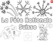 fete nationale Suisse 1 aout dessin à colorier