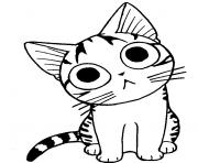manga chat intrige dessin à colorier
