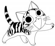 Coloriage chaton kawaii mignon dessin