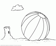 ballon de plage sur le sable vacance ete dessin à colorier