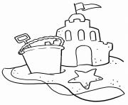 chateau de sable vacance ete dessin à colorier