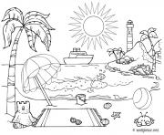 Coloriage seau de sable avec livre de vacance ete dessin