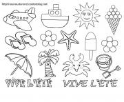 Coloriage coquille de plage etoile de mer crabe lunette soleil dessin