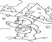 Bisounours a la neige dessin à colorier