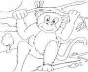 Coloriage un singe dans la foret dessin