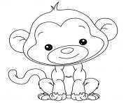 adorable petit singe pour enfant dessin à colorier