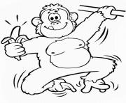 Coloriage un gorille papa du singe qui mange une banane dessin