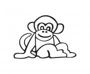 Coloriage adorable petit singe pour enfant dessin