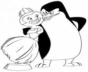 Coloriage pingouin noel traine un sapin de noel dessin
