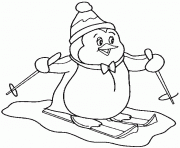 Coloriage pingouin noel et flocon de neige dessin