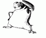 pingouin avec une nageoire en l air dessin à colorier