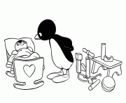 pingu et bebe pingouin dessin à colorier