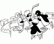 pingu joue au hockey dessin à colorier